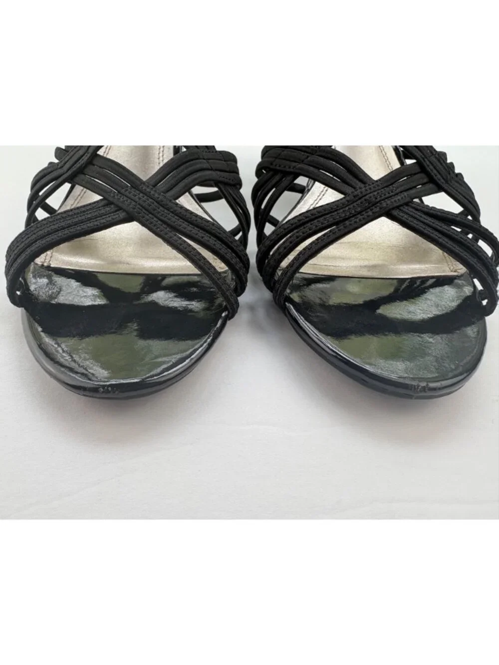 Naturalizer Black Patent Strappy Slingback Kitten Heels Sandal Size 9.5 M - Picture 4 of 10